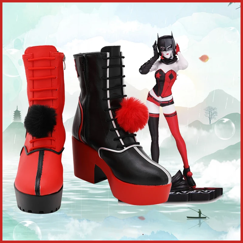 Bottes de Cosplay «Suicide Joker», chaussures à talons hauts en cuir PU, accessoires de Cosplay d'halloween sur mesure