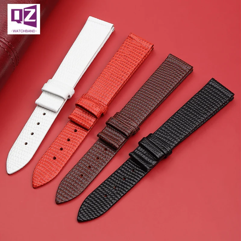 Lizard Pattern genuine leather watchband 14mm 16mm 18mm 20mm Watches band womens watch strap thin charm bracelet red color