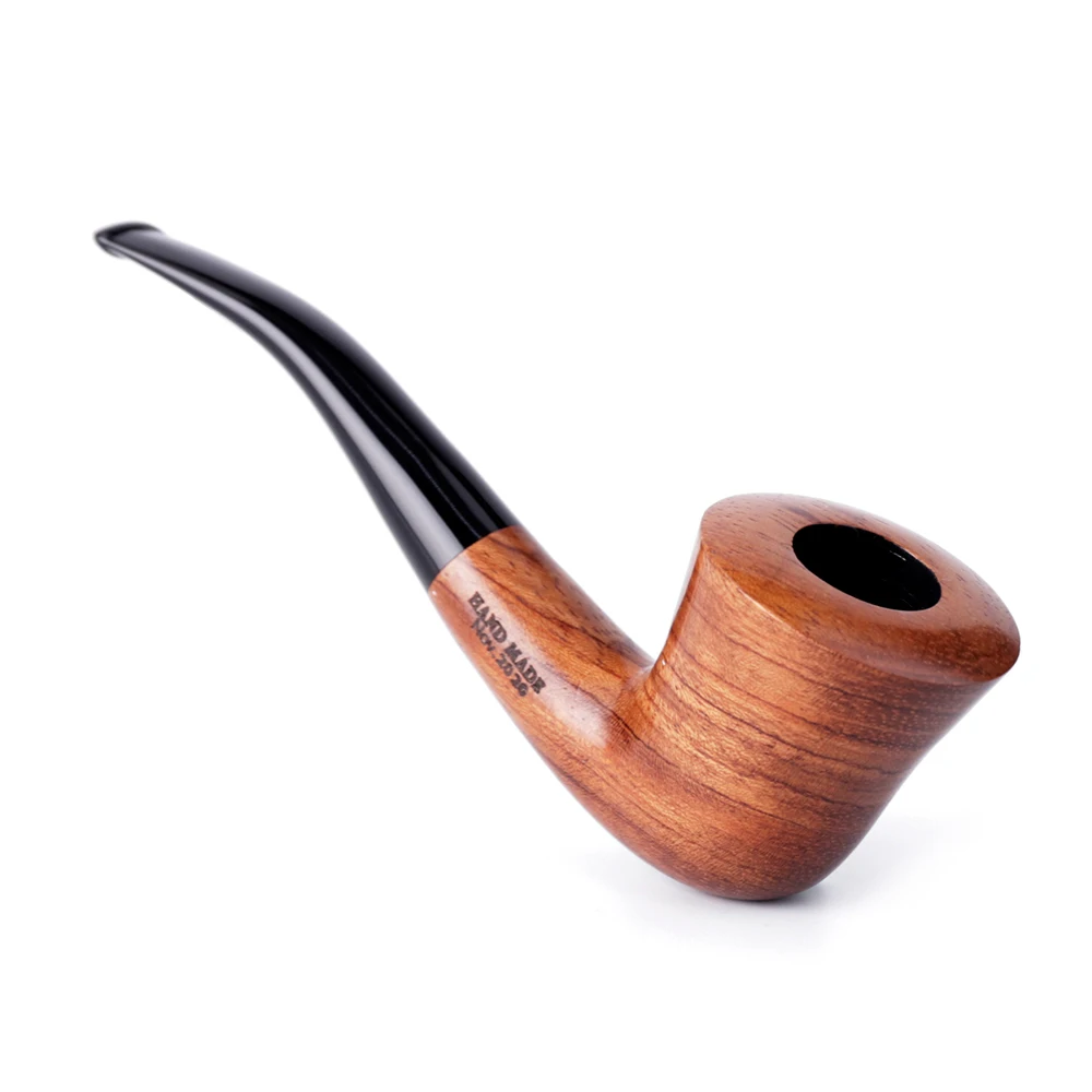 MUXIANG 10 Free Smoking Tools  Kevazingo Wood Tobacco Pipes 9mm Filter Solid Wood Bent Smoking Pipe Masculine Gift Pipes ad0019