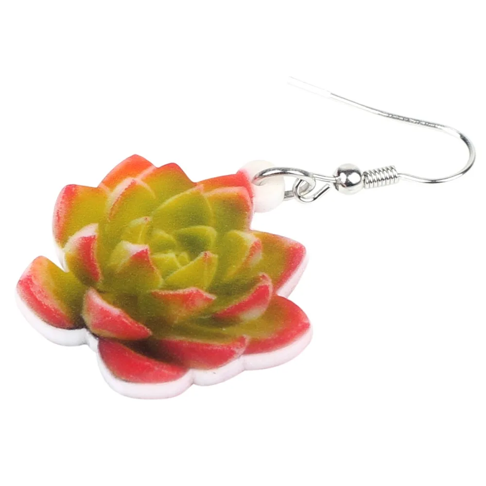 Bonsny Acrylic Novelty Succulent Plant Earrings Drop Dangle New Natural Flower Jewelry For Women Girl Teen Gift Wholesale Charms