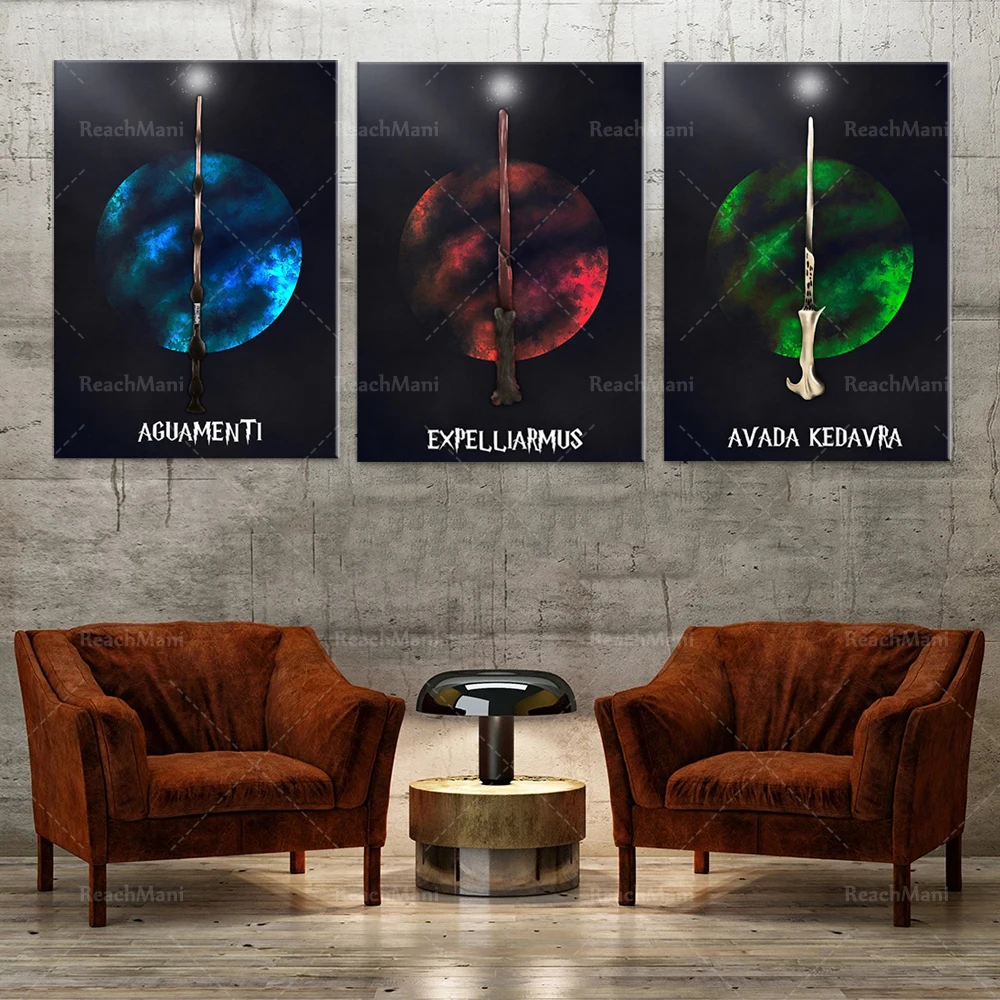 3 sets of magic wand spells demon killer posters and prints wall art canvas painting pictures living room home decoration