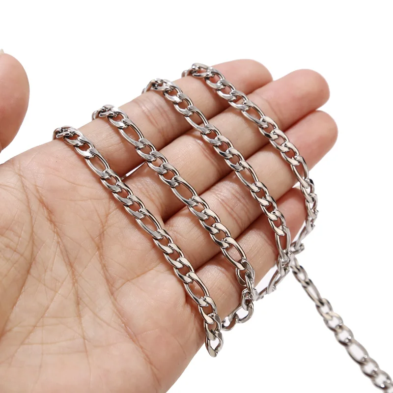 1/2/5/10Meters Stainless Steel 6mm width Figaro Chain Curb 3:1 Link Chains for DIY Jewelry Necklaces Bracelet Making Top Quality