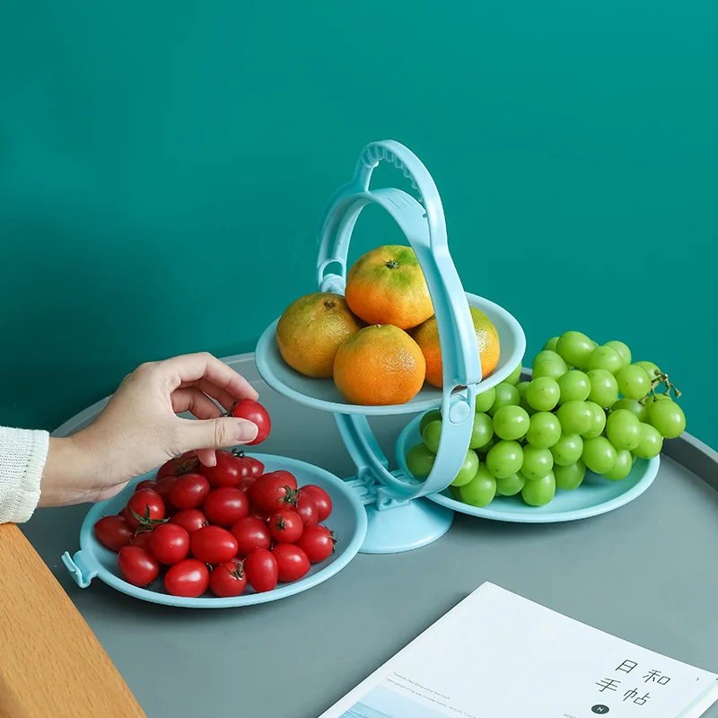 

Portable Multi-layer Folding Fruit Tray Creative Personality Fashion Modern Living Room Home Tea Table Fruit Basket