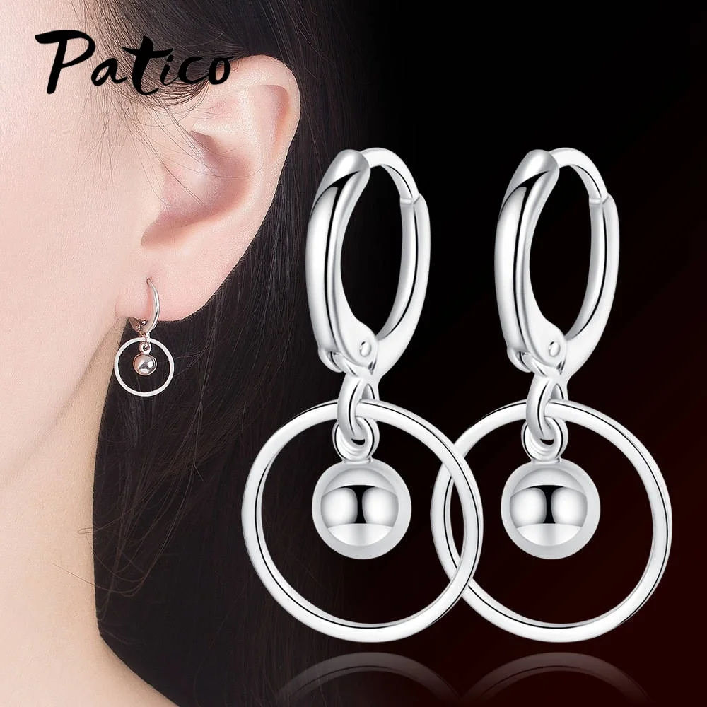 Fashion Brand Women 925 Silver Needle Big Round Circle Drop Earrings Exquisite Easy Wear Piercing Earrings Korean Jewelry