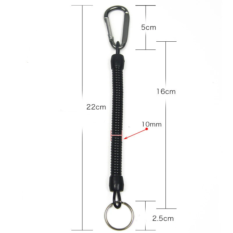 1Pcs Fishing Lanyards Tactical Lanyard Spring Rope Retention String Fishing Rope Camping Carabiner Secure Lock Tools Accessories