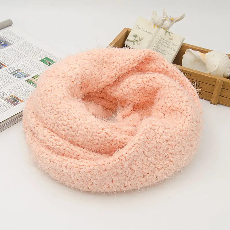 Grosso malha Snood cachecol, círculo laço pescoço cachecol, lenço do pescoço, macio, quente, acrílico, rosa, inverno, novo