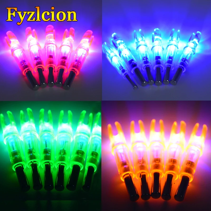 6Pcs Automatic LED Archery Arrows Lighted Nocks 6.2mm Arrow Nock Tail For Hunting In The Dusk Night Bow & Arrow