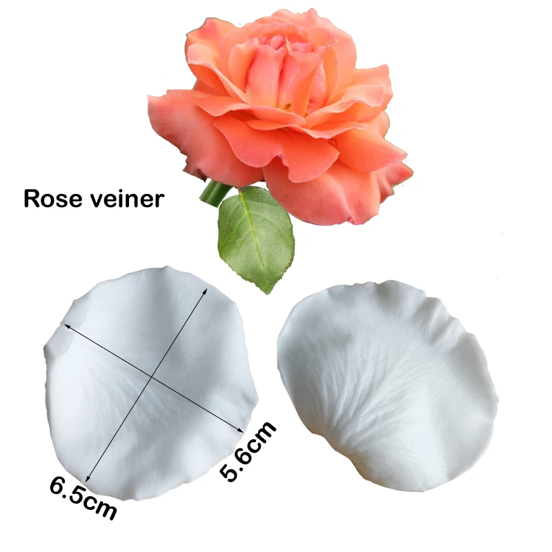 NEW Rose Flower Veiners Silicone Molds Fondant Sugarcraft Gumpaste Resin Clay Water Paper Cake Decorating Tools M2305