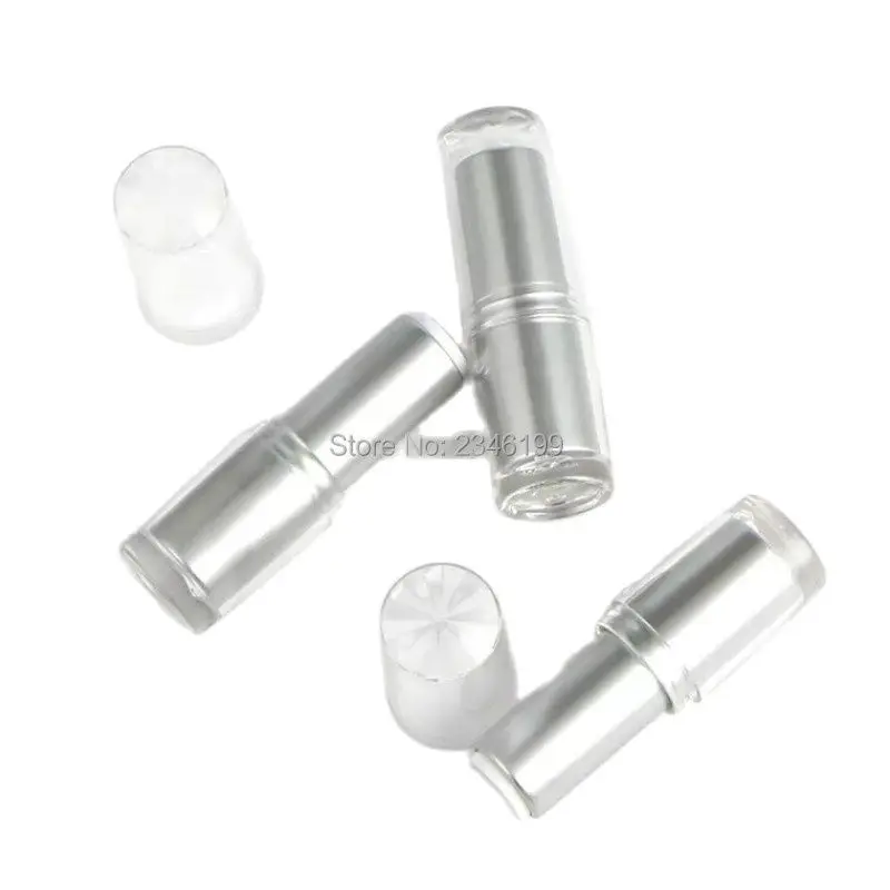 Empty Lipstick Tube 12.1mm Circular Lip Balm Tube Matte Sliver Lipstick Container Transparent Cover Lip Balm Packaging 12.150pcs