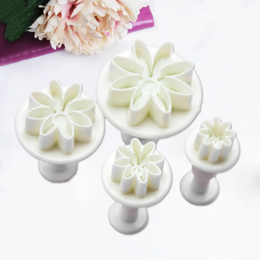 

4Pcs Plum Flower Plunger Fondant Mold Cutter Cake Cookie Decorating Fondant Cookie Cutter Baking Accessories