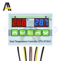 Modulo di controllo del termoregolatore di controllo della temperatura di cc 12V 24V AC 110-220V regolatore di temperatura doppio termostato ZFX-ST3012