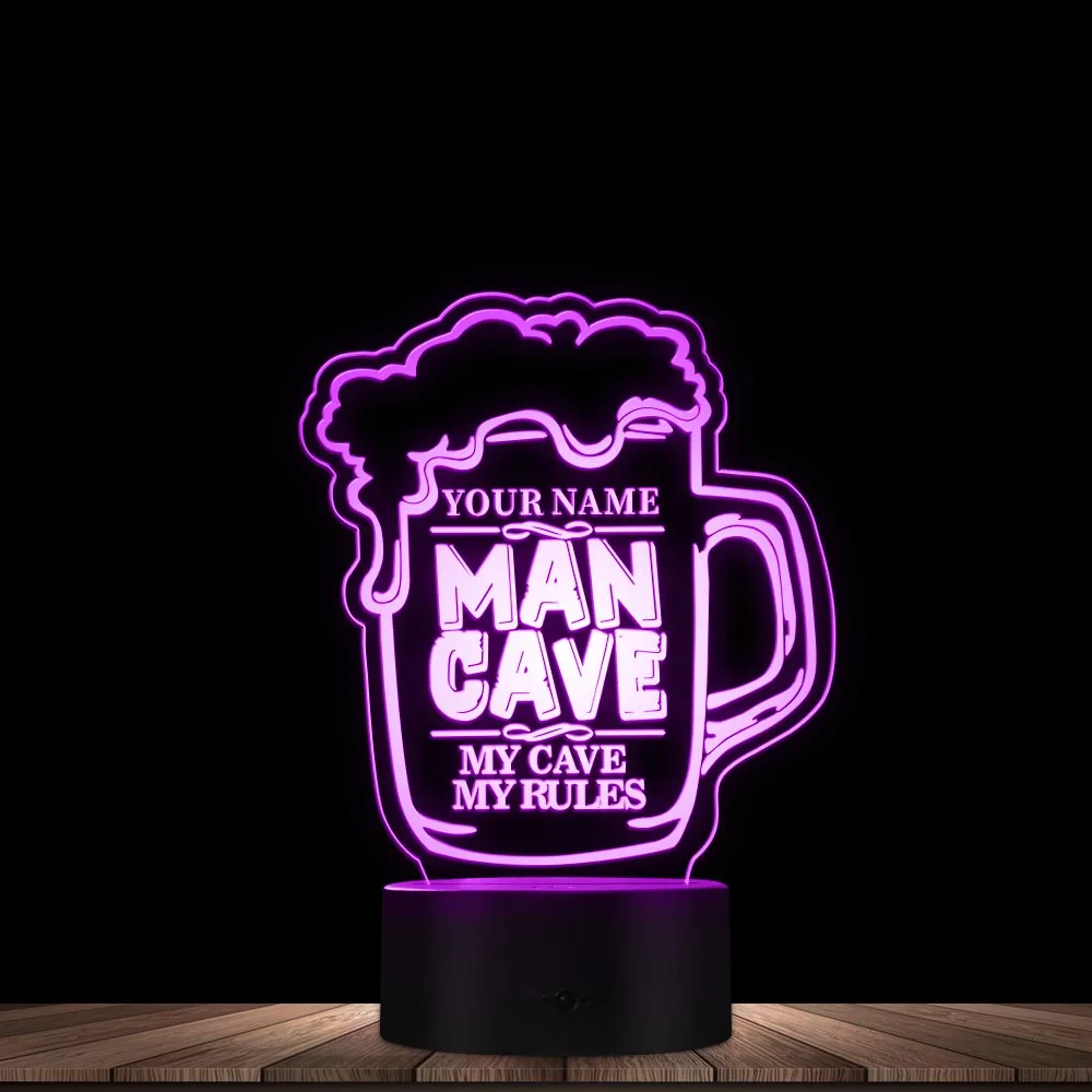 Beer Cup Personalized Design 7 Color Changing LED Standing Novelty Light Man Cave Fathers Day Gift for Him Bar Pub Party Decor