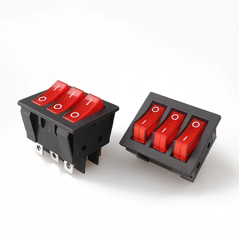 KCD9-301N On-Off 9Pin/6Pin Red Black AC Light Boat Rocker Switch Triple Light Switch Button