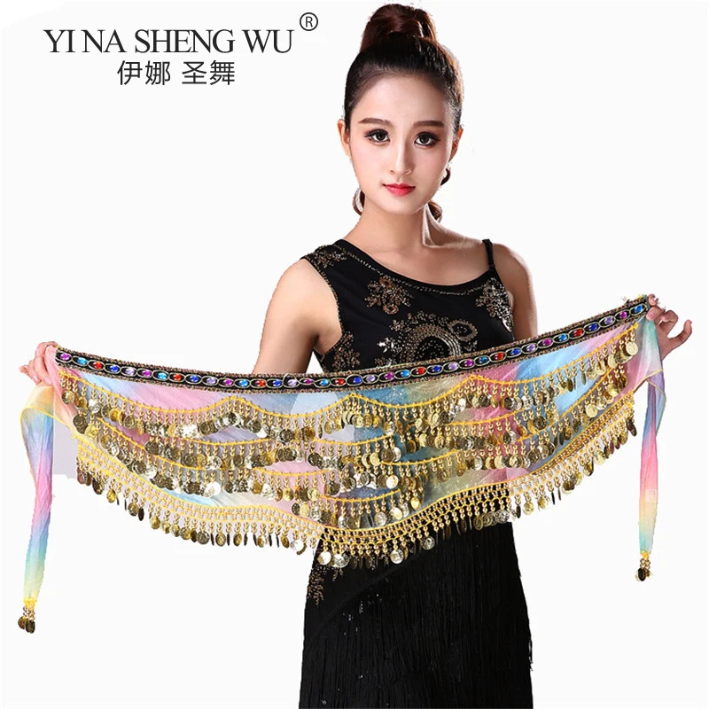 Belly Dance Belt Costumes Tassel Coin Belly Dance Hip Scarf for Women Belly Dancing Waist Chain Colors Hanging Coin Dance Belt