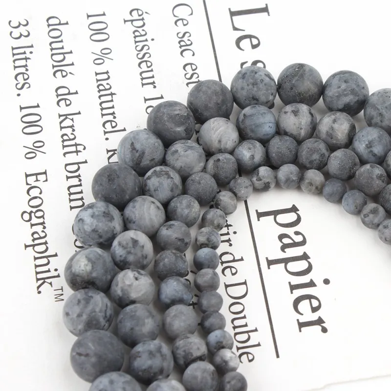 Natural Matte Black Labradorite Stone Beads For DIY Jewelry Making 4 6 8 10 12mm Round Loose Beads Bracelet Accessories 15\'\'