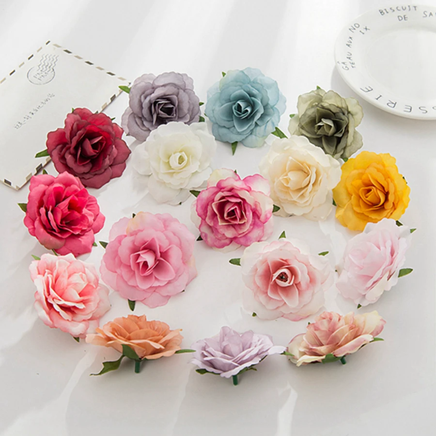 

100Pcs Artificial Flowers Silk Roses Wedding Garland Flower Wall Candy Gifts Box Headdress Wrist Flower for Home Decor Christmas