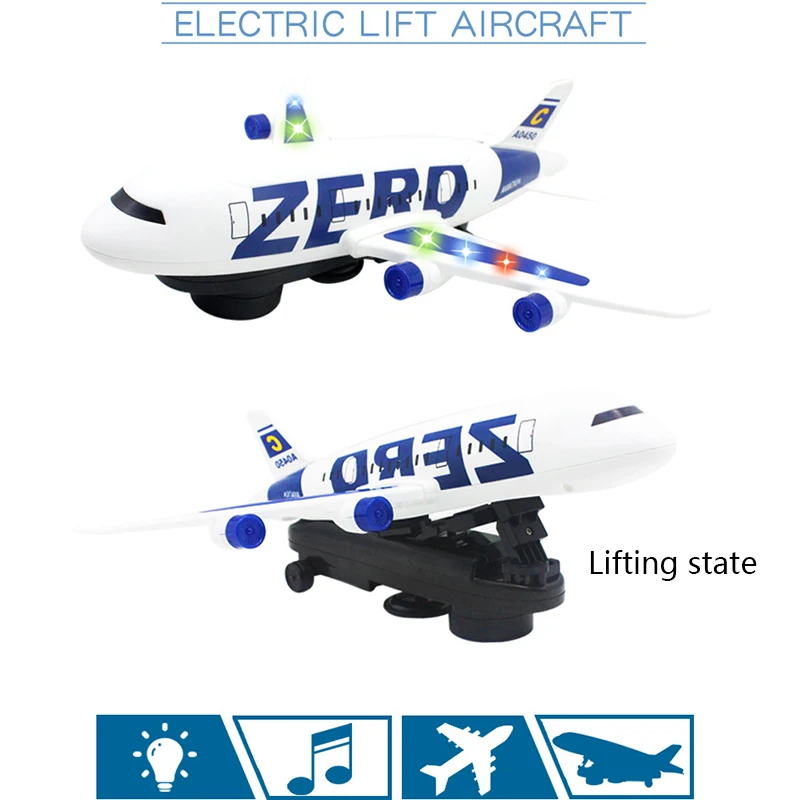 

Electric Airplane 360 Rotation Impact Protective Toy Colorful Light And Music Automatic Lift Passenger Aircraft Model Boy Toys