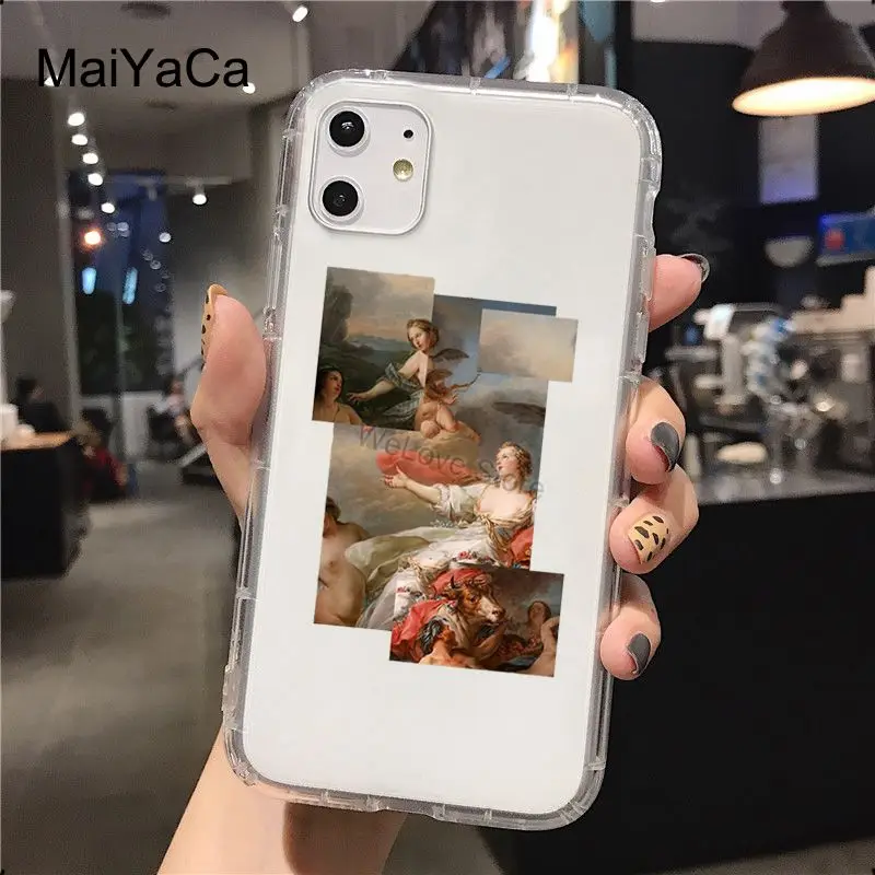 Aesthetic Renaissance Art Transparent Case For iPhone 13 12 mini 11 14 Pro Max SE 2020 6S 7 8 Plus 5S XS Max XR X Cover Coque
