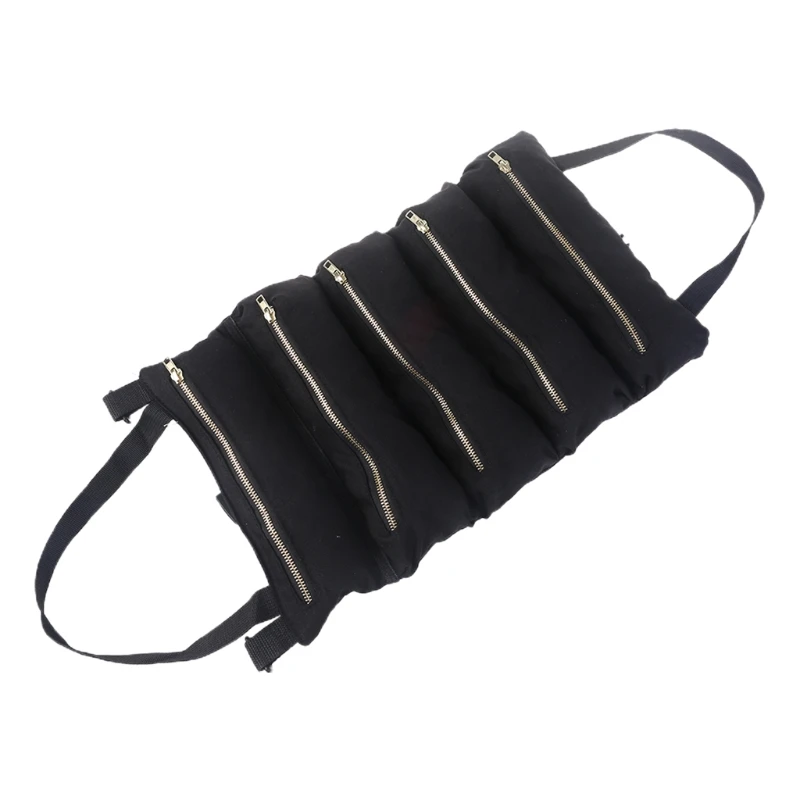 Tool Roll Pouch with 5 Spacious Pockets Multi-Purpose Tool Bags Roll Organizer A0KF