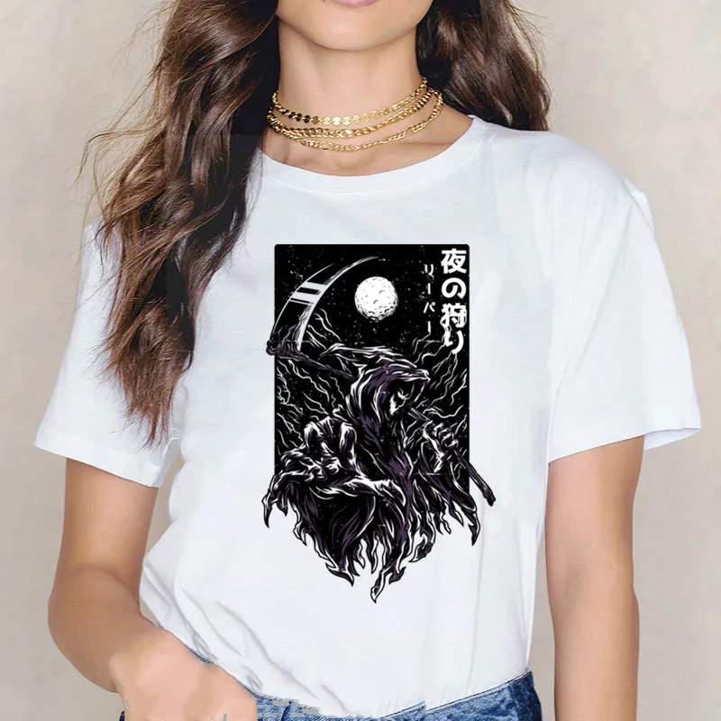 

Y2k Aesthetic T Shirt Women Harajuku Grim Reaper T-shirt Female Horror Tshirt 90s Tops woman tshirts plus gothic short sleeve