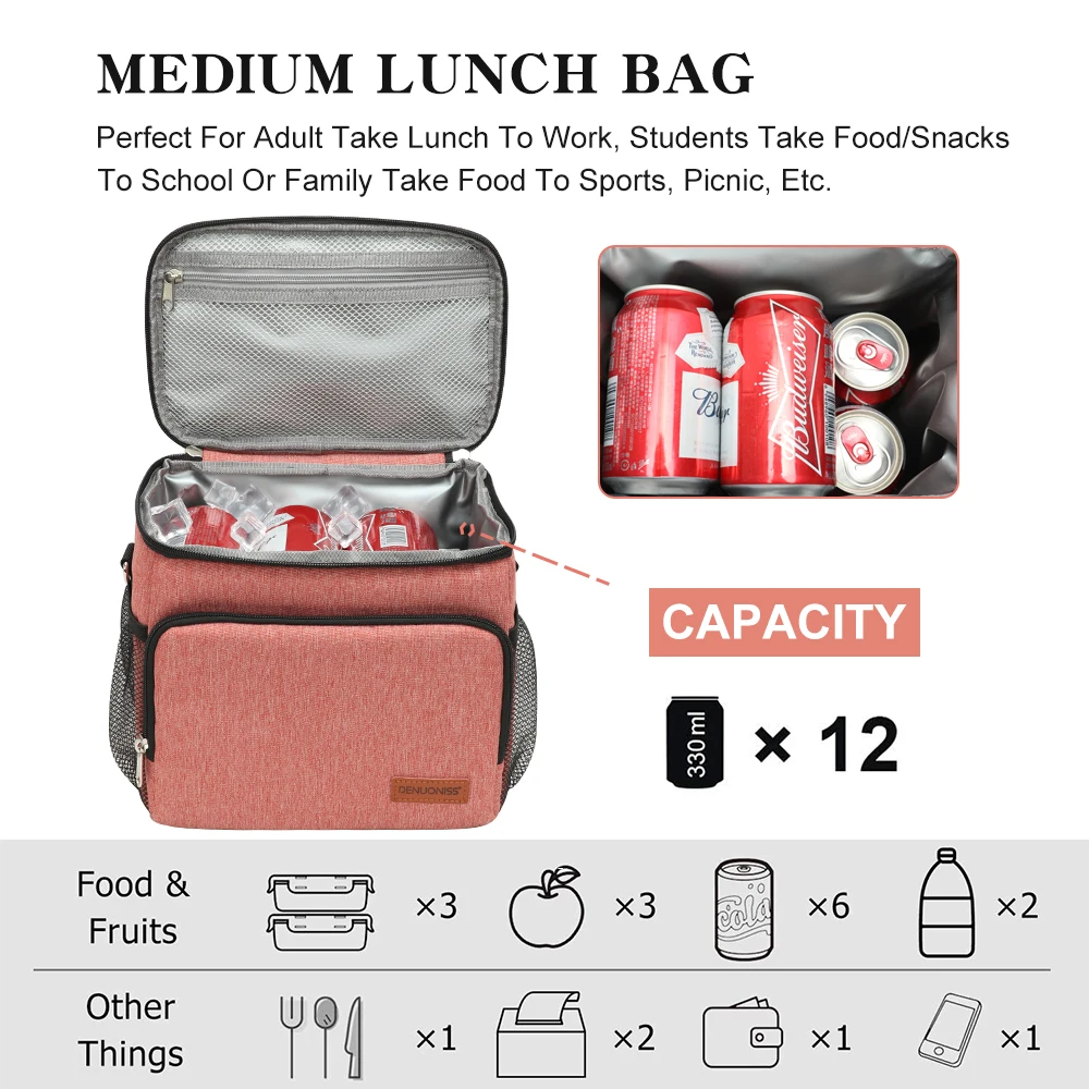 DENUONISS Women/Men Insulated Cooler Bag Portable Picnic Ice Pack Food Thermo Bag Sac Isotherme Car Thermal Refrigerator Bags