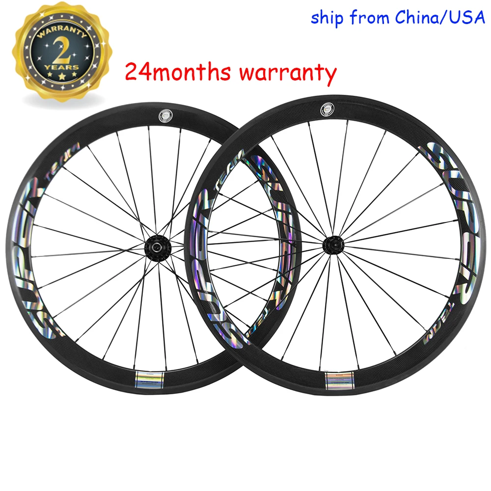 

Silver SUPERTEAM Logo 50mm Carbon Wheelset Clincher 700C Carbon Bicycle wheels High TG 3K Glossy