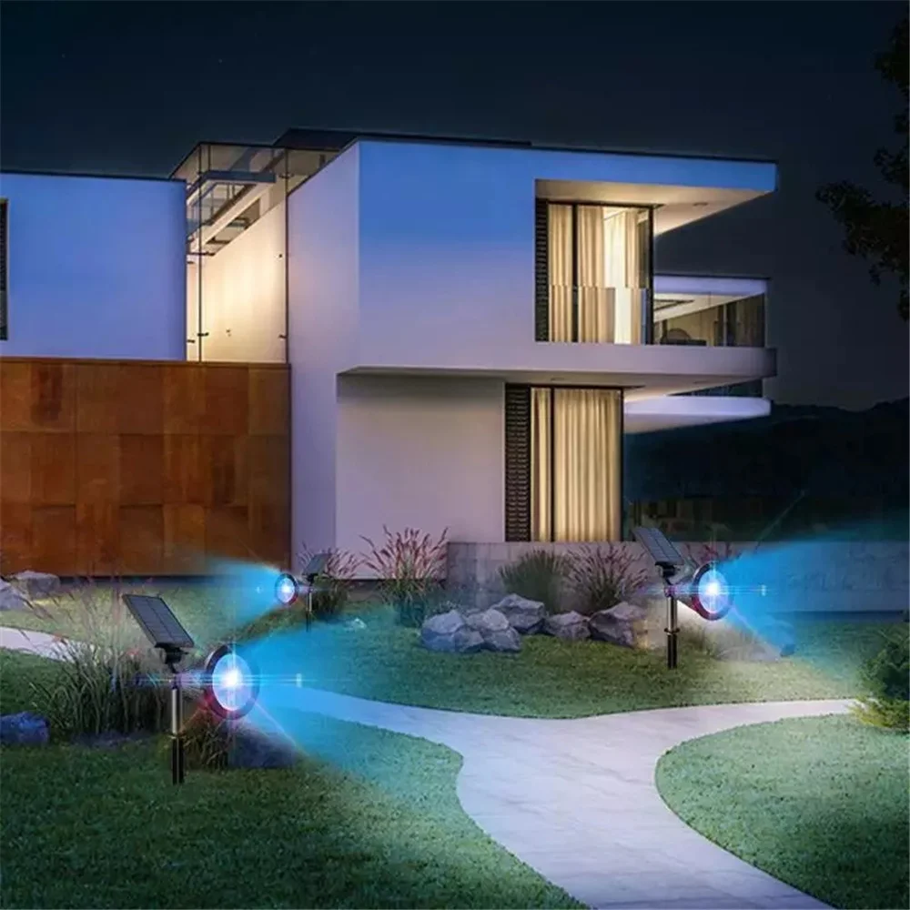 Adjustable 7LED Solar Spotlight Outdoor Waterproof Changing Color Lawn Lamps Light Control Yard Garden Landscape Lights Decor