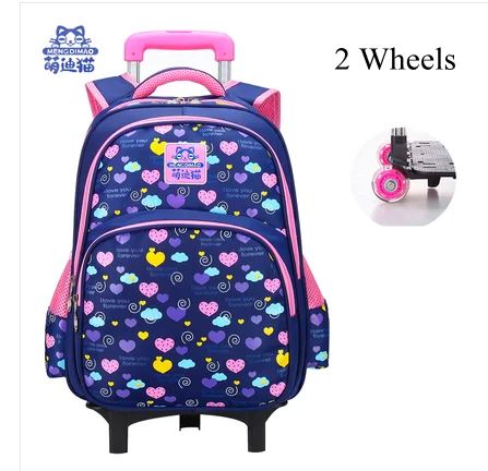 Children School Wheeled Backpack Bag for girls School Rolling Backpack Bag Mochilas Wheels School Trolley backpack Bag for kids