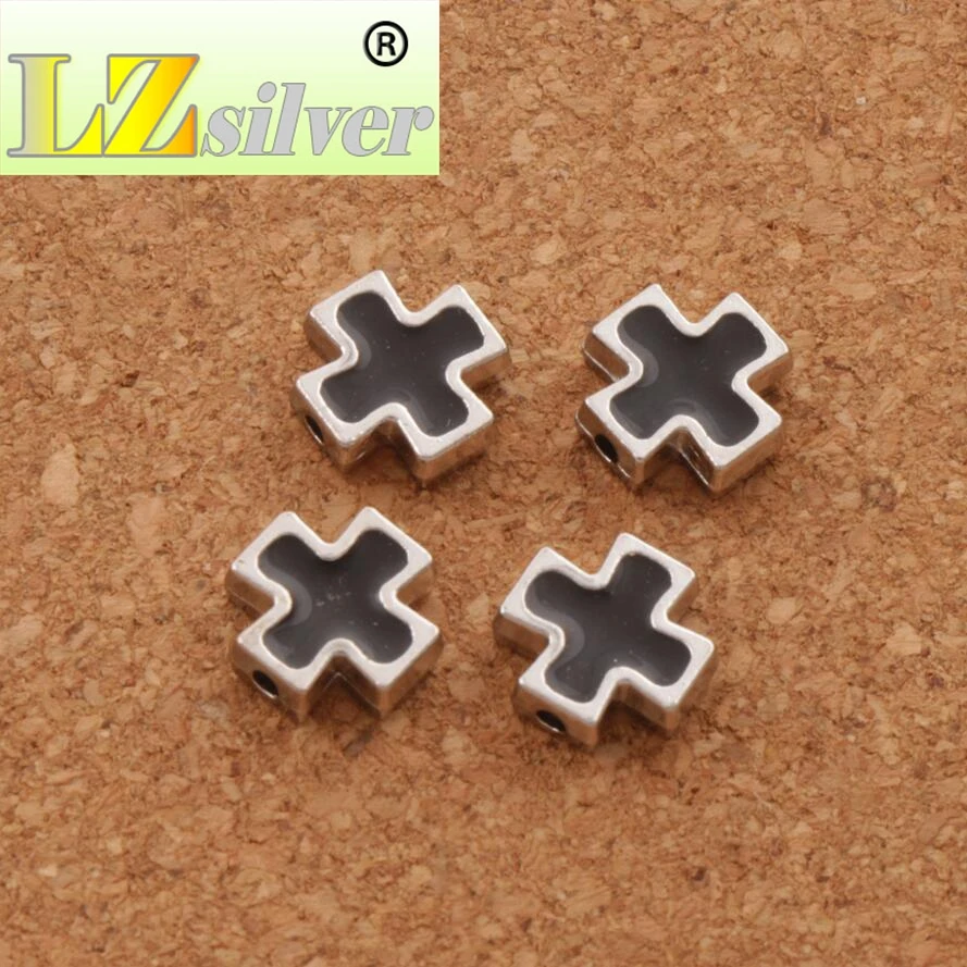 Enamel Square Knights Templar Cross Charm Beads Tibetan Silver 20pcs 10Colors 10.38mm Jewelry Finding L1713