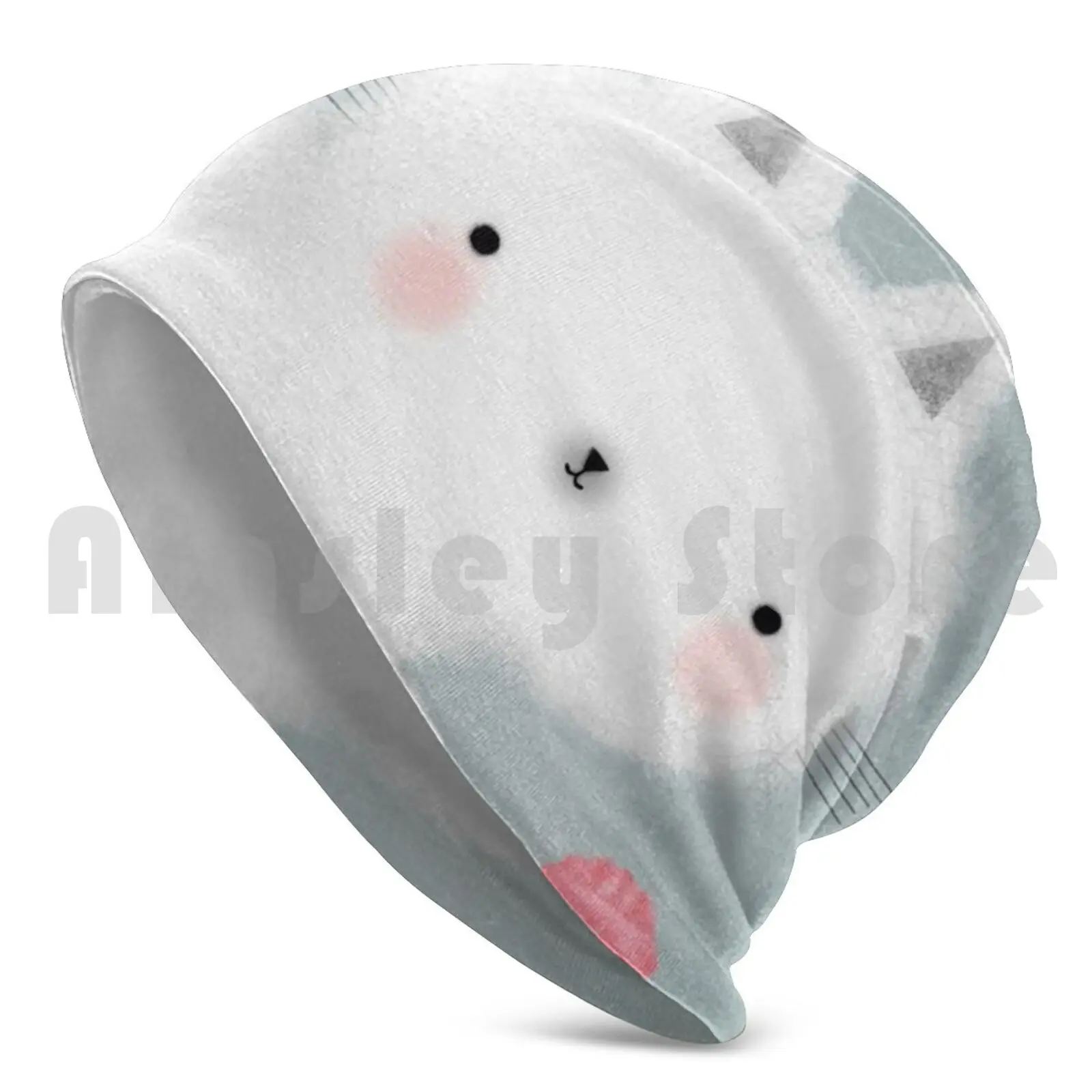 Floof Kitten Beanie Hedging Cap DIY Print Cushion Kitten Cute Kitten White Kitten White Cat Cute Cat Cute Cat Art Kitten