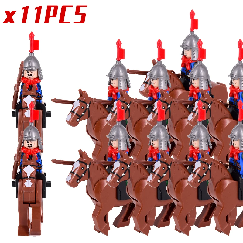 Ming Dynasty Soldiers Action Figures Accessories With War Horse Medieval Knights Building Blocks Bricks Toys For Children Gifts