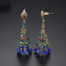 Bilincolor Ethnic Bohemia Tassel Bell European and American Retro Zircon Drop Earrings for Women