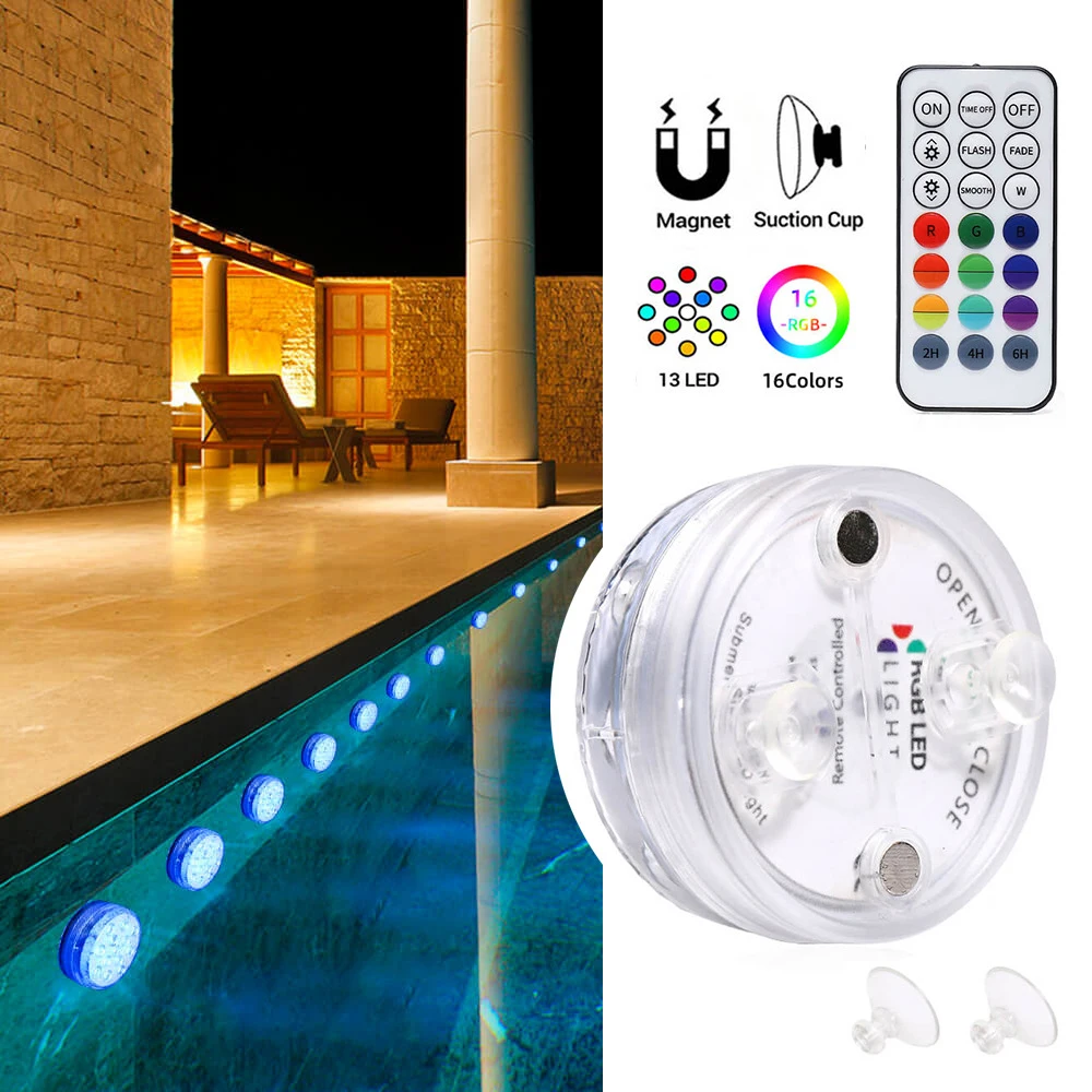 

Coquimbo IP68 Waterproof Underwater Light Remote Control RGB Submersible Light Battery Operated Vase Bowl Underwater Night Lamp