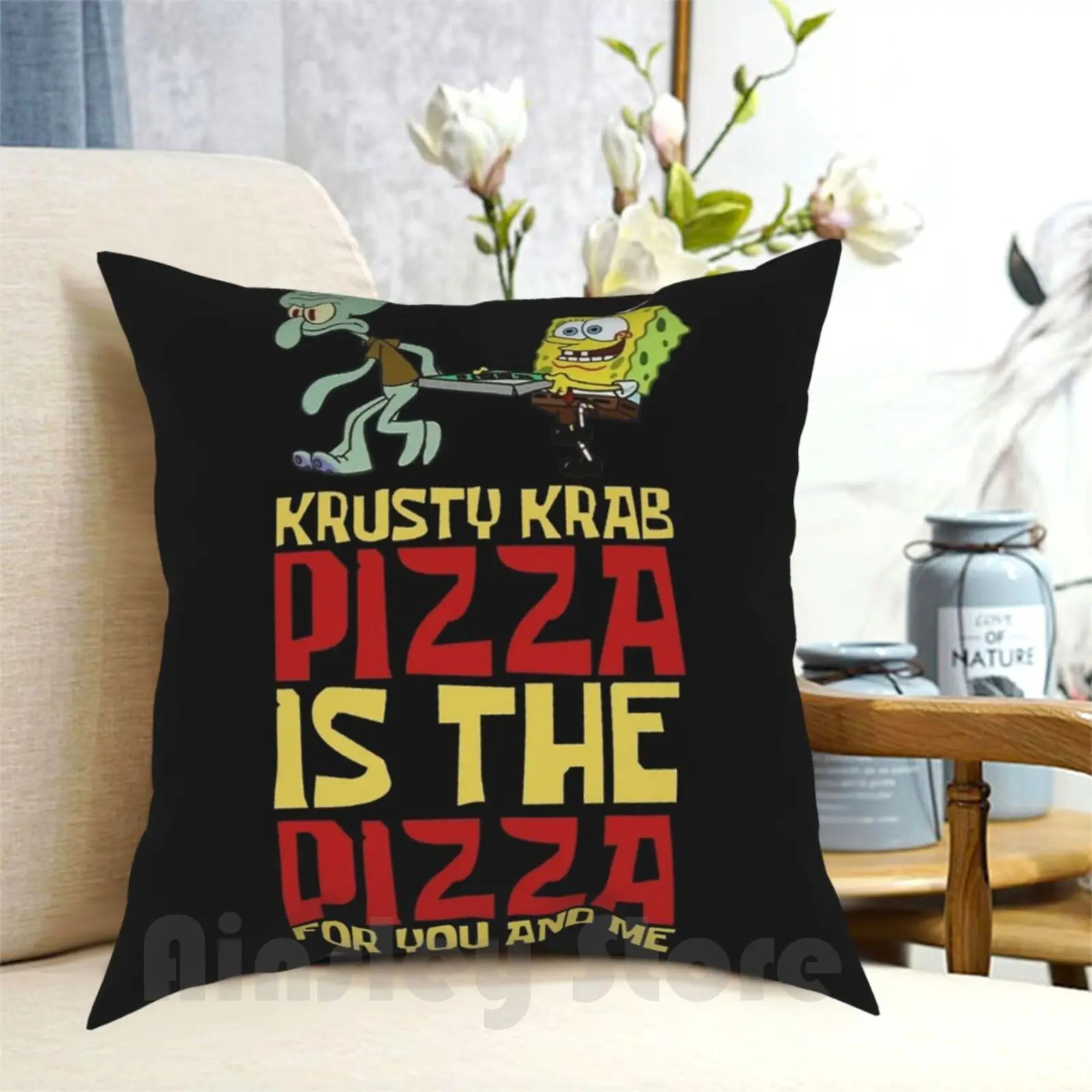 Krusty Krab Pizza Pillow Case Printed Home Soft DIY Pillow cover Star Squidward Mr Krabs Plankton Sandy Cartoons Animation