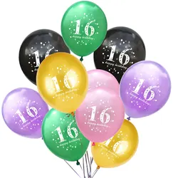 10Pcs Sweet 16 Princess Birthday Balloon 16th Birthday Party Decoration Supplies Favor Gifts Happy Birthday Decoration