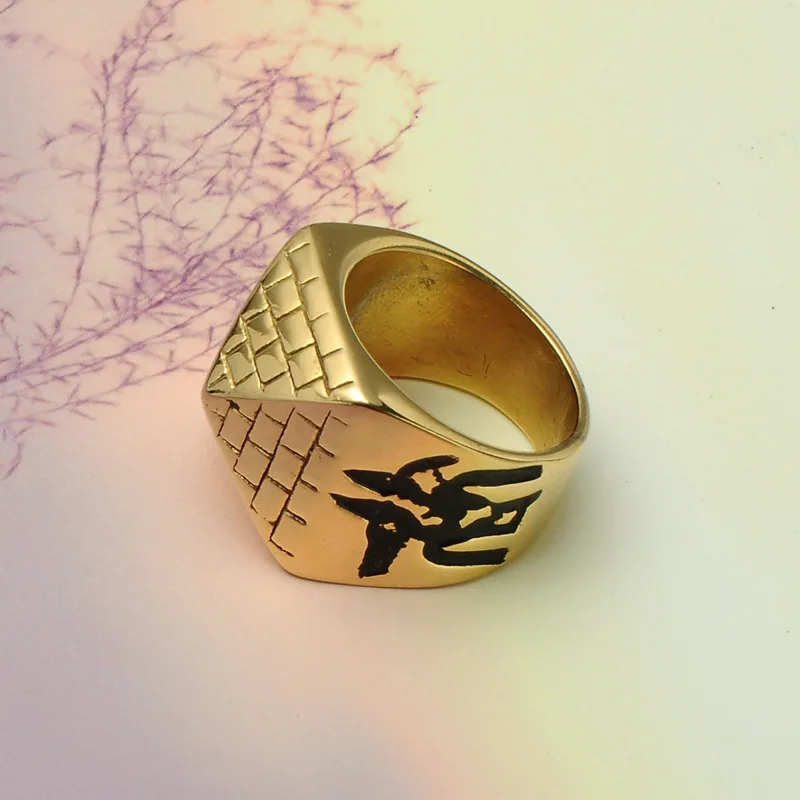 Stainless Steel Ancient Egyptian Pyramid Ring Pharaoh\'s Eye Ornament of Horus Middle East