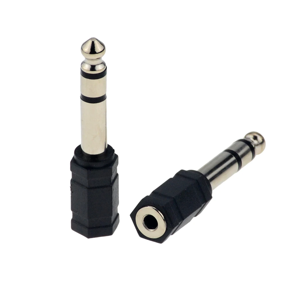 2pcs/lot Speaker Audio Adapter 6.35MM Mono Plug to 3.5 Jack Guitar Connector Microphone conversion head