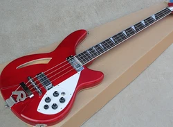 4 Strings Red Semi-hollow Electric Bass with Rosewood Fretboard,Providing Customized Service