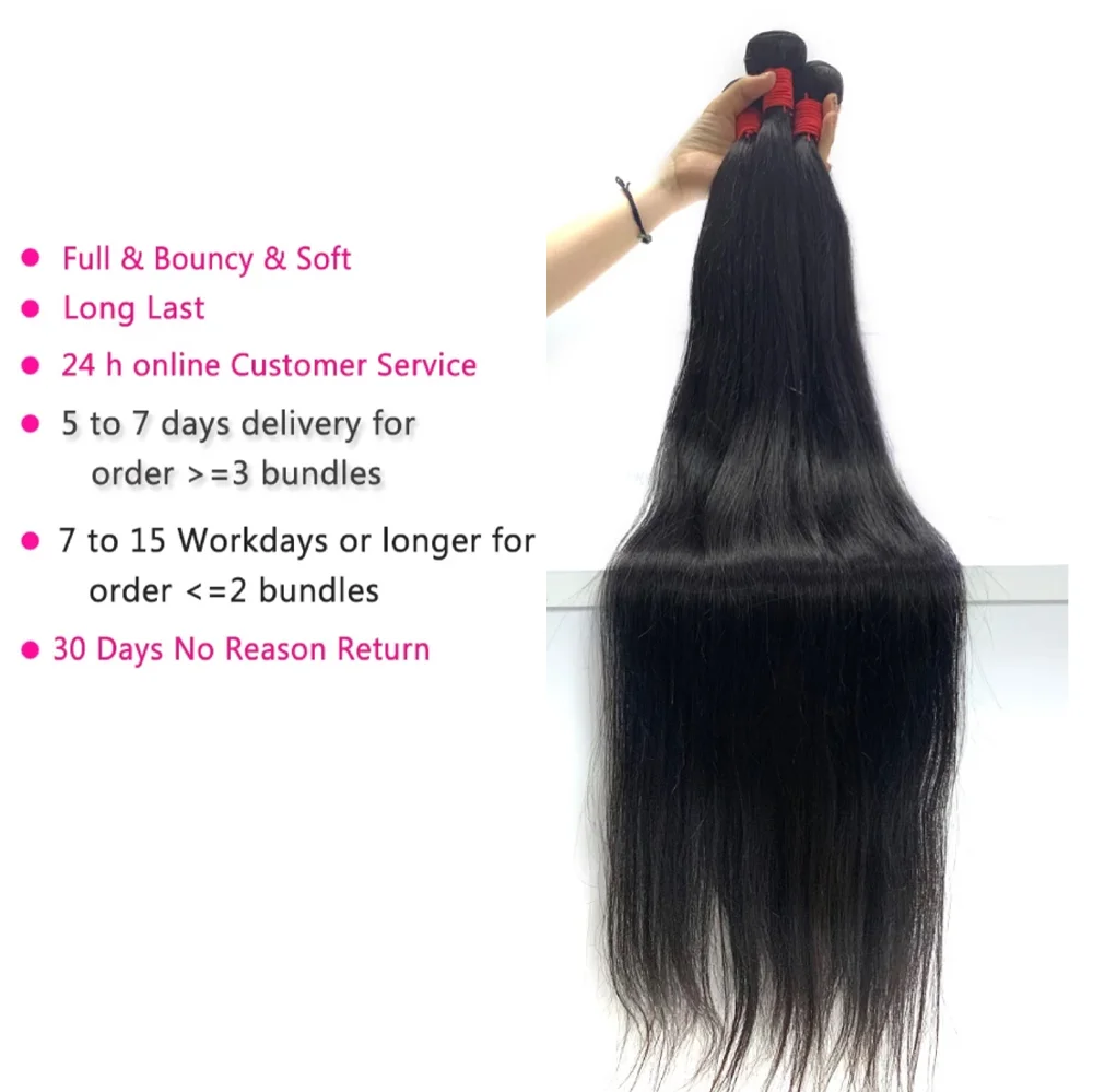 straight human hair bundles 28 30 40 inch long brazilian hair weave bundles remy wet and wavy 3 4 bundles human hair extensions