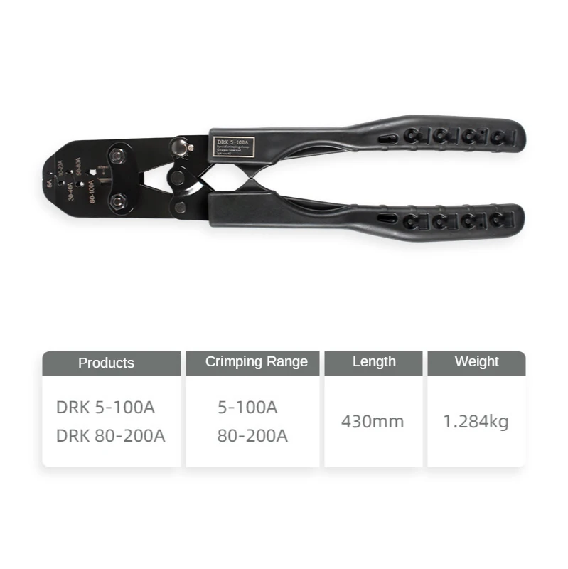 DRK 5-100A/80-200A Connector Crimping Pliers Clamp Open Nose OT U-Shaped Bare Terminals Hand Crimper Tool With Cutting Function