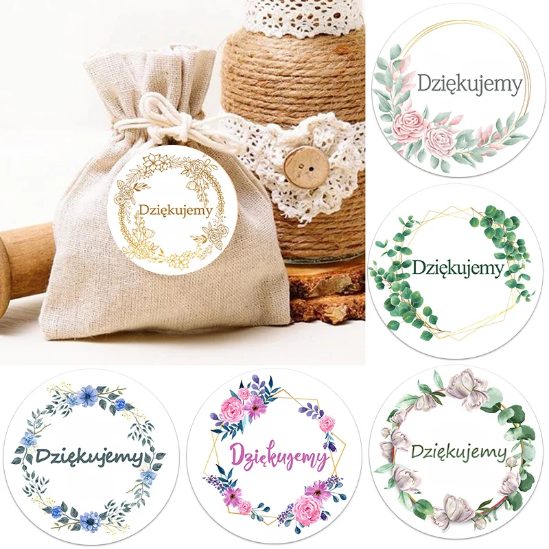 Round Floral Polish Thank You Stickers 1.8inch for Holidays Parties Wedding Favors Stickers Packing Seal Stationery Sticker