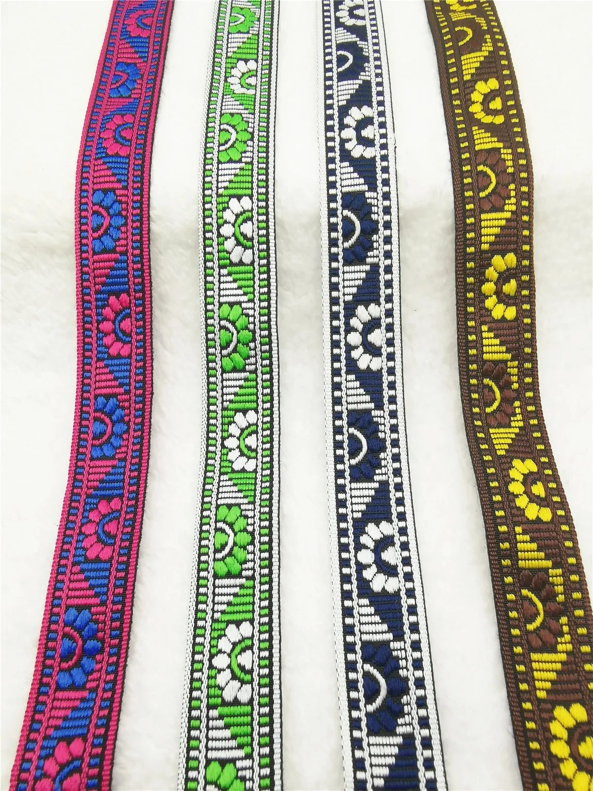 5 Yards 7/8‘’ 22MM Sunflower Floral Woven Embroidered Ribbons Decoration Webbing Trim