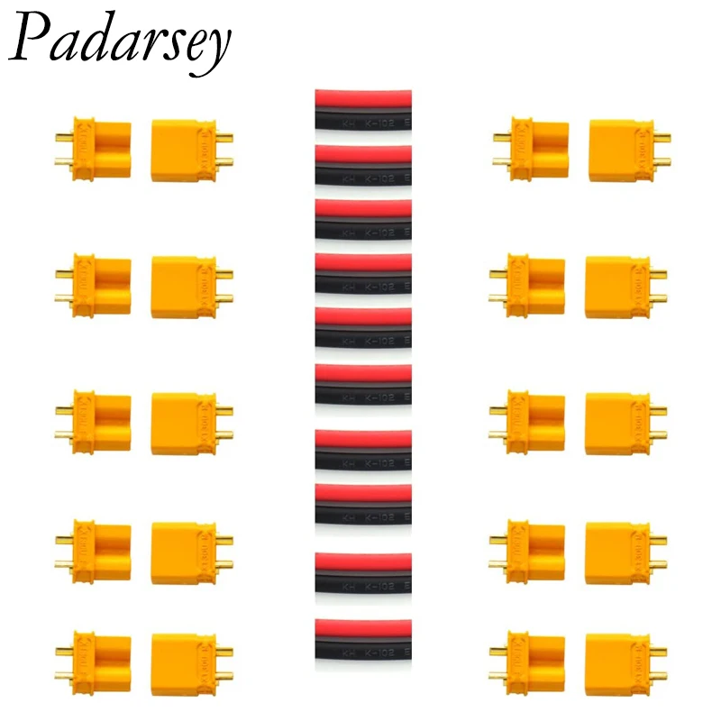 Padarsey 10 Pair Amass XT30U (XT30 Upgrade) Male Female Bullet Connectors Power Plugs with Heat Shrink for RC Lipo Battery