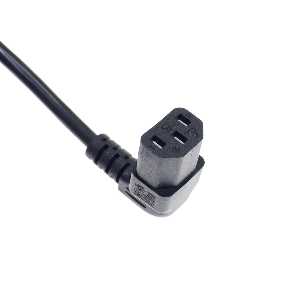 90 Degree C13 to C14 with Screw Holes Adapter Extension Cord, 30cm/1FT IEC320 C14 to C13 Up / Down Angled AC Power Cord