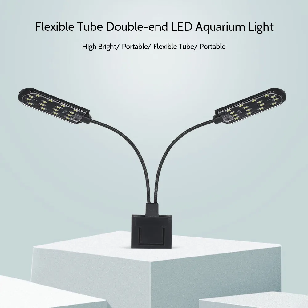 Lampe d'aquarium à 36 LED ac220 v 15W, double extrémité, éclairage Flexible et pliable, lumière blanche Portable