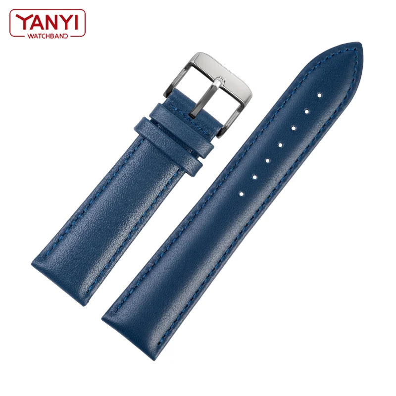 Top layer cowhide Genuine Leather bracelet dark blue color watch strap 16mm 18mm 19mm 20mm 21mm 22mm watchband wristwatches band