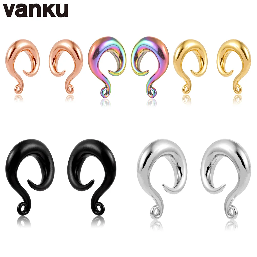 Vanku 2pcs Stainless Steel DIY Ear Weight Hooks Dangle Earring Ear Plug Tunnels Expander Stretchers Piercing Body Jewelry