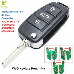 KEYECU 3Btn Fob Chiave A Distanza di Controllo W/O Keyless Di Prossimità Per Audi A6 S6 Q7 2004-2015 IYZ 3314 4F0837220R 4F0837220M 4F0837220T