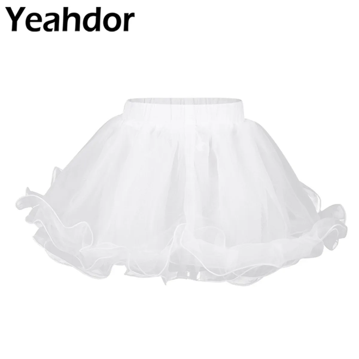 

Girl's Petticoat 3 Layers Organza Underskirt Slip No Hoop White Kids Flower Girls Crinoline Ballet Skirt Tutu Wedding Petticoats