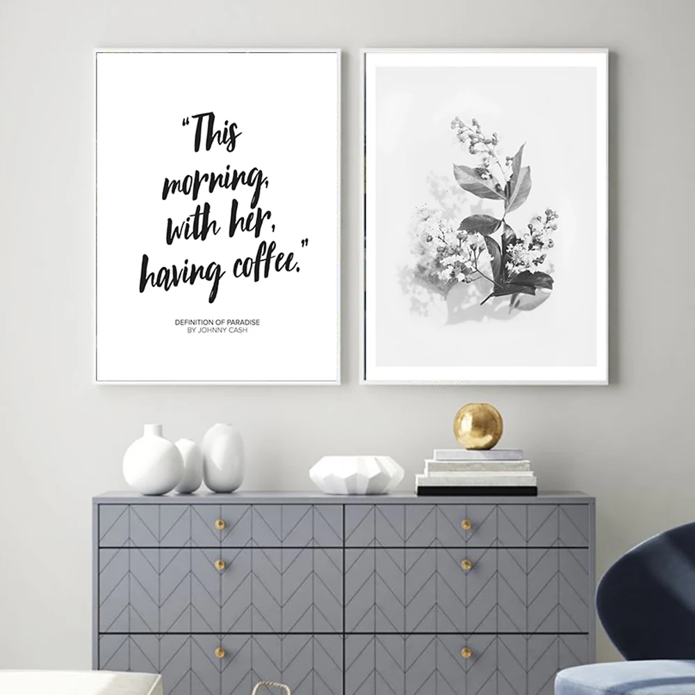 

Nordic Style Plant silhouette Posters Coffee Quotes Canvas Painting Farmhouse Wall Art Pictures for Living Room Home Decoration